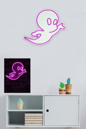 Decoratiune luminoasa LED, Casper The Friendly Ghost, Benzi flexibile de neon, DC 12 V, Roz