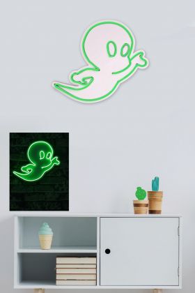 Decoratiune luminoasa LED, Casper The Friendly Ghost, Benzi flexibile de neon, DC 12 V, Verde