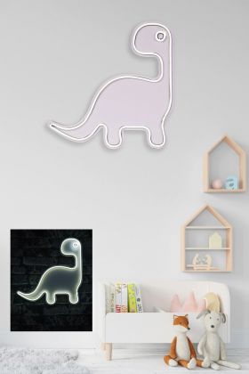 Decoratiune luminoasa LED, Dino the Dinosaur, Benzi flexibile de neon, DC 12 V, Alb