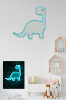 Decoratiune luminoasa LED, Dino the Dinosaur, Benzi flexibile de neon, DC 12 V, Albastru