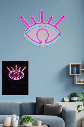 Decoratiune luminoasa LED, Evil Eye, Benzi flexibile de neon, DC 12 V, Roz / Albastru