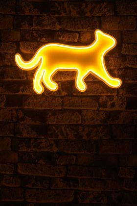 Decoratiune luminoasa LED, Kitty the Cat, Benzi flexibile de neon, DC 12 V, Galben