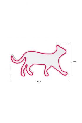 Decoratiune luminoasa LED, Kitty the Cat, Benzi flexibile de neon, DC 12 V, Galben