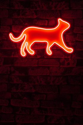 Decoratiune luminoasa LED, Kitty the Cat, Benzi flexibile de neon, DC 12 V, Rosu