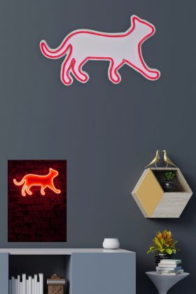 Decoratiune luminoasa LED, Kitty the Cat, Benzi flexibile de neon, DC 12 V, Rosu