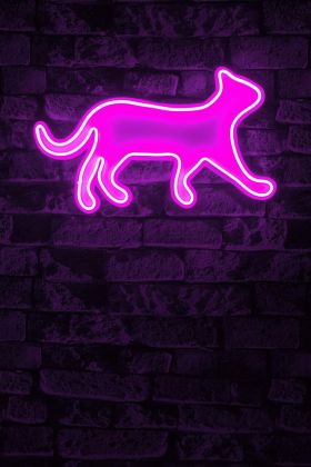 Decoratiune luminoasa LED, Kitty the Cat, Benzi flexibile de neon, DC 12 V, Roz