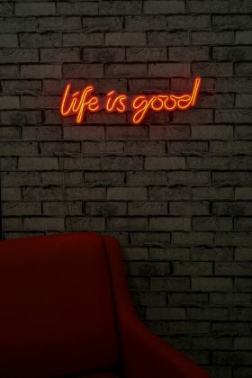 Decoratiune luminoasa LED, Life Is Good, Benzi flexibile de neon, DC 12 V, Rosu