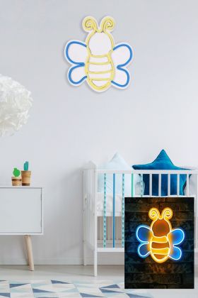 Decoratiune luminoasa LED, Maya The Bee, Benzi flexibile de neon, DC 12 V, Albastru/Galben