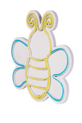 Decoratiune luminoasa LED, Maya The Bee, Benzi flexibile de neon, DC 12 V, Albastru/Galben