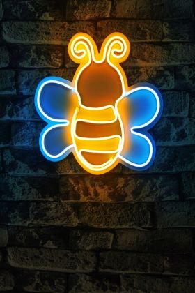 Decoratiune luminoasa LED, Maya The Bee, Benzi flexibile de neon, DC 12 V, Albastru/Galben