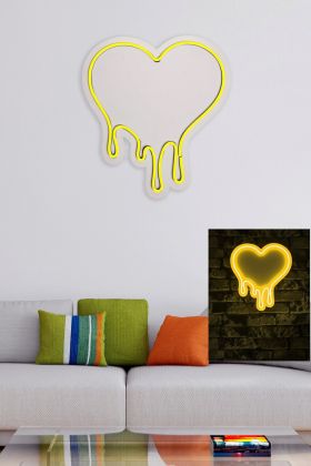 Decoratiune luminoasa LED, Melting Heart, Benzi flexibile de neon, DC 12 V, Galben