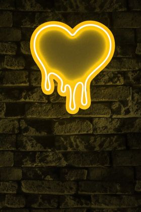 Decoratiune luminoasa LED, Melting Heart, Benzi flexibile de neon, DC 12 V, Galben