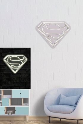 Decoratiune luminoasa LED, Superman, Benzi flexibile de neon, DC 12 V, Alb