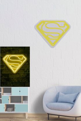 Decoratiune luminoasa LED, Superman, Benzi flexibile de neon, DC 12 V, Galben