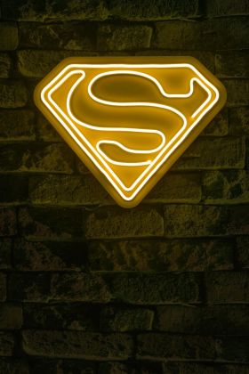 Decoratiune luminoasa LED, Superman, Benzi flexibile de neon, DC 12 V, Galben