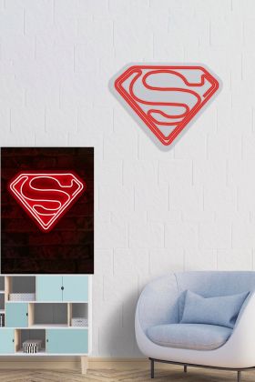 Decoratiune luminoasa LED, Superman, Benzi flexibile de neon, DC 12 V, Rosu