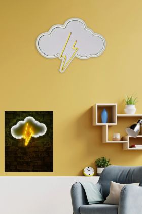 Decoratiune luminoasa LED, Thunder Storm, Benzi flexibile de neon, DC 12 V, Alb / Galben