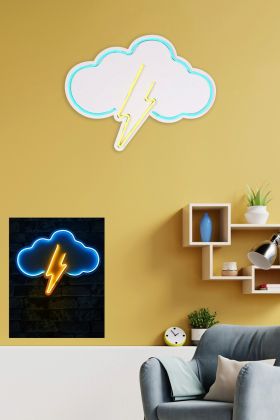 Decoratiune luminoasa LED, Thunder Storm, Benzi flexibile de neon, DC 12 V, Albastru/Galben