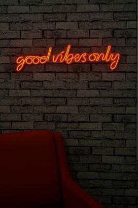 Decoratiune luminoasa LED, Good Vibes Only, Benzi flexibile de neon, DC 12 V, Rosu