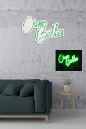 Decoratiune luminoasa LED, Ciao Bella, Benzi flexibile de neon, DC 12 V, Verde