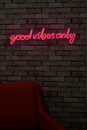 Decoratiune luminoasa LED, Good Vibes Only, Benzi flexibile de neon, DC 12 V, Roz