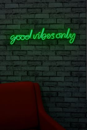 Decoratiune luminoasa LED, Good Vibes Only, Benzi flexibile de neon, DC 12 V, Verde