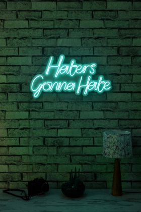 Decoratiune luminoasa LED, Haters Gonna Hate, Benzi flexibile de neon, DC 12 V, Albastru