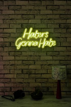 Decoratiune luminoasa LED, Haters Gonna Hate, Benzi flexibile de neon, DC 12 V, Galben