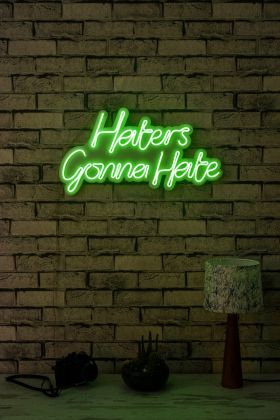 Decoratiune luminoasa LED, Haters Gonna Hate, Benzi flexibile de neon, DC 12 V, Verde