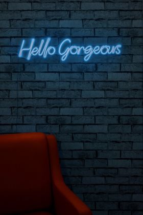 Decoratiune luminoasa LED, Hello Gorgeous, Benzi flexibile de neon, DC 12 V, Albastru