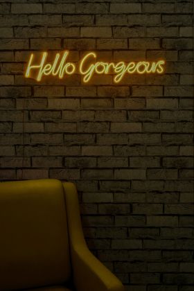 Decoratiune luminoasa LED, Hello Gorgeous, Benzi flexibile de neon, DC 12 V, Galben