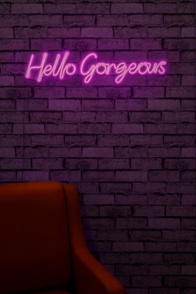 Decoratiune luminoasa LED, Hello Gorgeous, Benzi flexibile de neon, DC 12 V, Roz