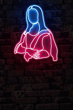 Decoratiune luminoasa LED, Mona Lisa, Benzi flexibile de neon, DC 12 V, Roz / Albastru