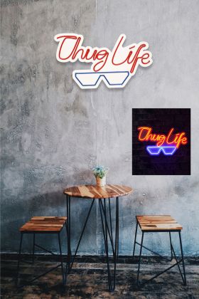 Decoratiune luminoasa LED, Thug Life, Benzi flexibile de neon, DC 12 V, Rosu albastru