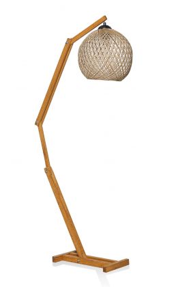 Lampa de masa, FullHouse, 390FLH1770, Lemn de pin, Ecru / Maro