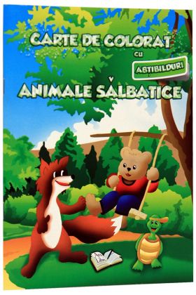 Carte de colorat cu abtibilduri - Animale salbatice |