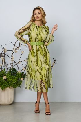 Rochie eleganta Saraia Lime Multi
