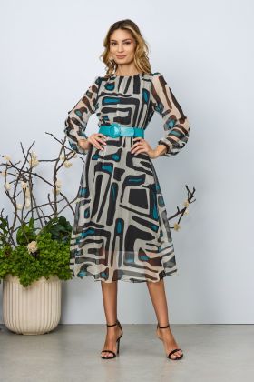 Rochie eleganta Nonka Turcoaz Multi