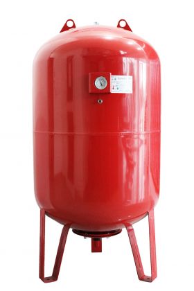 Vas expansiune termic Fornello 150 litri, vertical, cu picioare si manometru, culoare rosu, presiune maxima 10 bar, membrana EPDM