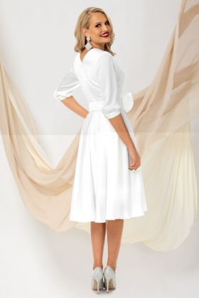 Rochie de ocazie Pretty Girl ivoire in clos cu cordon tip funda