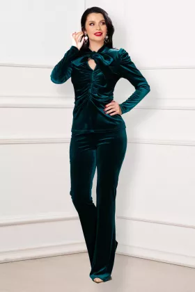 Compleu elegant din catifea Brigitta verde