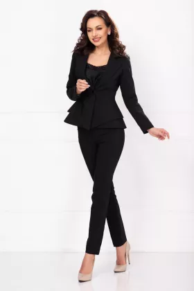 Compleu elegant InPuff din doua piese negru cu peplum