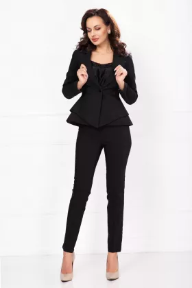 Compleu elegant InPuff din doua piese negru cu peplum