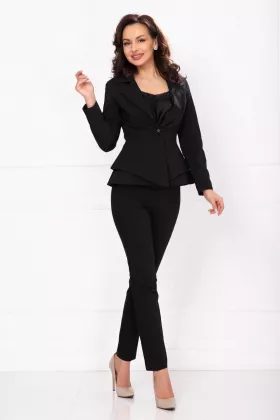 Compleu elegant InPuff din doua piese negru cu peplum