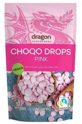 Choco drops roz, eco-bio, 200g - Dragon Superfoods