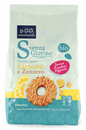 Biscuiti cu ghimbir si lamaie, fara gluten, eco-bio, 250g - Sottolestelle