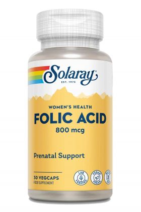 FOLIC ACID, 800 MCG, 30 CAPSULE, SOLARAY - SECOM