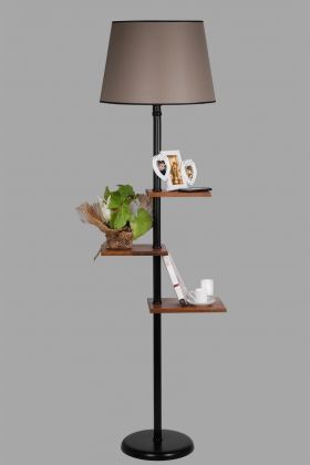 Lampadar cu 3 rafturi, Luin, 8270-3E27, 60 W, metal/lemn/textil