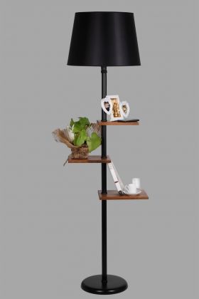 Lampadar cu 3 rafturi, Luin, 8270-4E27, 60 W, metal/lemn/textil