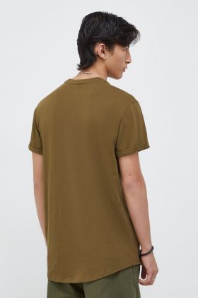 G-Star Raw tricou din bumbac barbati, culoarea verde, neted